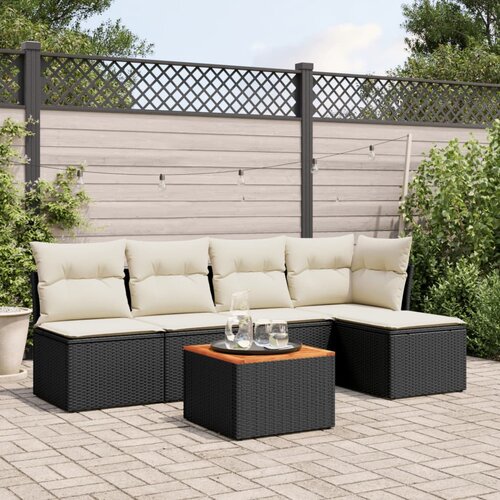 vidaXL 6-dijelni set vrtnih sofa s jastucima crni od poliratana Cijene