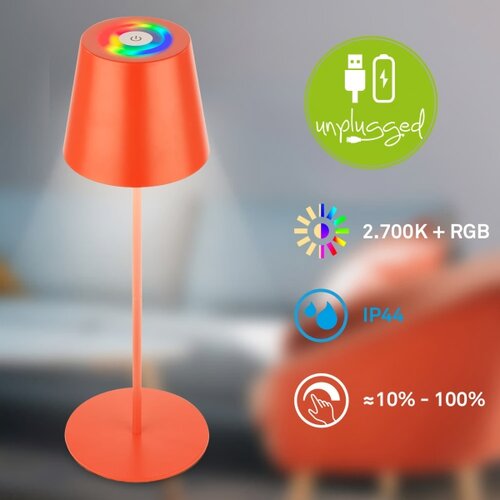BRILONER 7510012-LED RGB prigu&amp;scaron;iva stona lampa CALIDA 2,5W/5V IP44 1200mAh narandžasta Slike