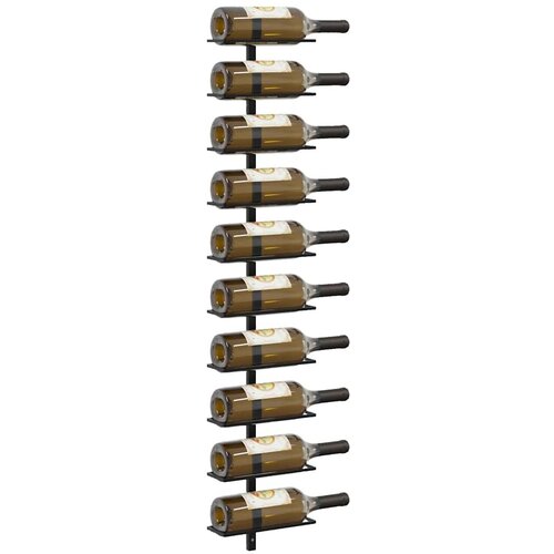  Zidni stalak za vino za 10 boca crni metalni Slike