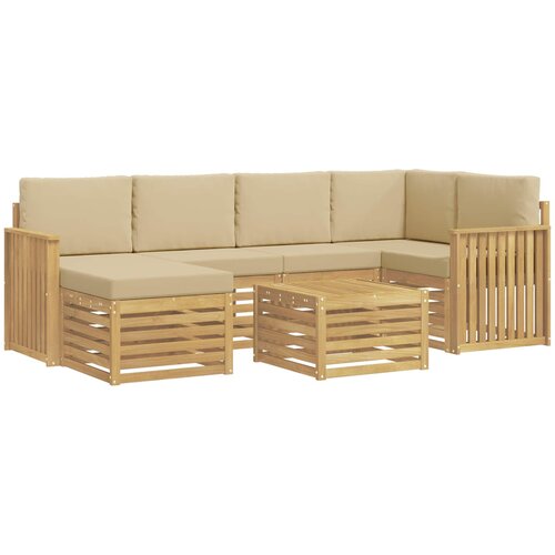  Set vanjskih sofa 7 kom. Bijela i bež Poliester Slike