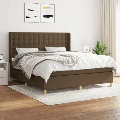  Box spring postelja z vzmetnico temno rjava 180x200 cm blago, (20902350)