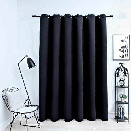 vidaXL Zavjesa za zamračivanje s metalnim prstenima crna 290 x 245 cm Cijene