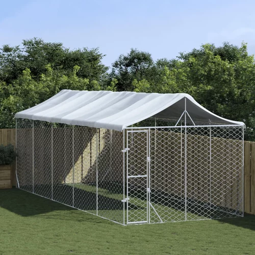 Vanjski kavez za pse s krovom srebrni 3 x 7,5 x 2,5 m čelični