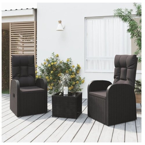  3-dijelna vrtna garnitura crna od poliratana i čelika Cijene
