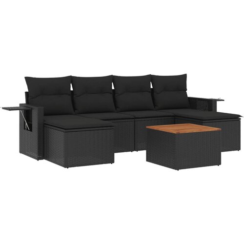  7-dijelni set vrtnih sofa od poliratana s jastucima crni Crna 62 x 62 x 69 cm Slike