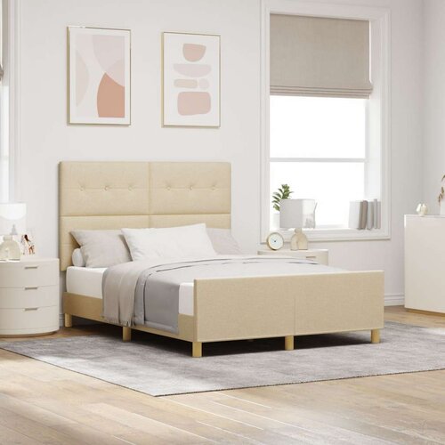  Postelja Krem 140x190 cm Tkanina, (22049615) Slike