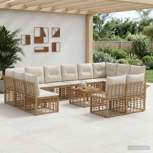  Set vanjskih sofa 13 kom. Prirodna i krema bijela Poliester Cijene