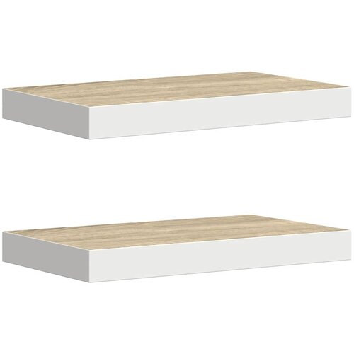  Plutajuće zidne police 2 kom hrast i bijele 40x23x3,8 cm MDF Slike