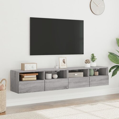  Zidni TV ormarići 2 kom siva boja hrasta 80 x 30 x 30 cm drveni Slike