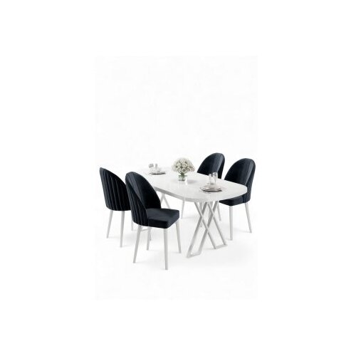 Hanah home Set trpezarijskog stola i stolica (5 delova) Kaye White Anthracite Cene