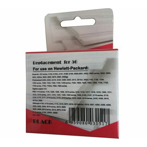 Eurotoner Tinta Zamjenska za HP 56 - C6656A Crna Slike