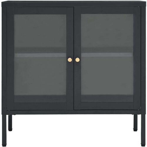 VidaXL Stranska omarica antracitna 70x35x70 cm jeklo in steklo Slike