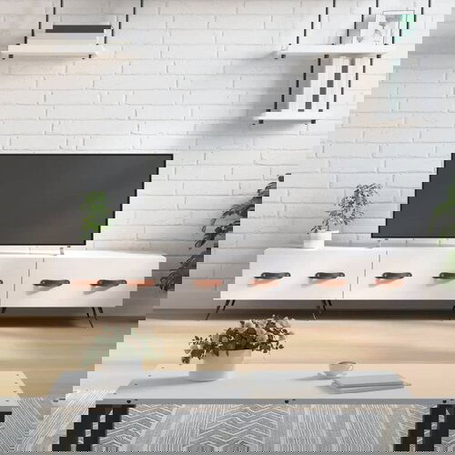VidaXL TV omarica visok sijaj bela 150x36x30 cm inženirski les Slike