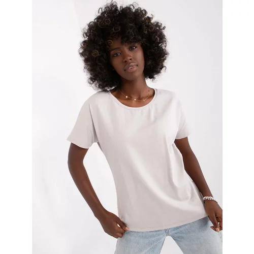 Fashion Hunters Light grey casual blouse with short sleeves