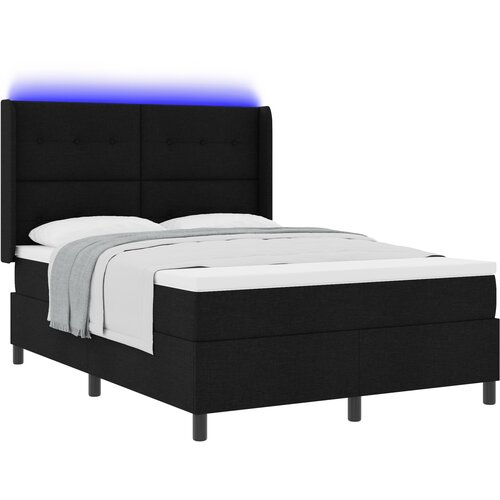 VidaXL Box Spring Krevet s Madracem &amp;amp; LED Crni 140x200 cm Tkanina Slike