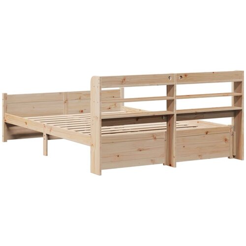  Okvir za krevet s uzglavljem 135 x 190 cm od masivne borovine Slike