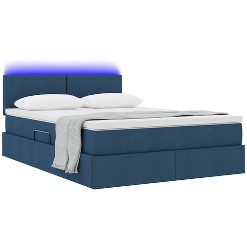  Krevet s prostorom za pohranu s LED-om Plava 140 x 200 cm Slike