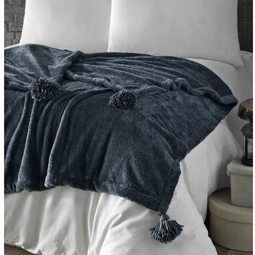 Mijolnir Antracitno sivi prekrivač od mikropliša za krevet za jednu osobu 160x200 cm Puffy –