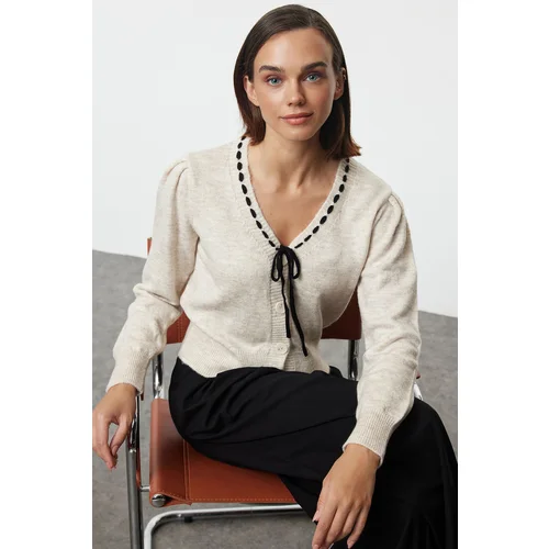 Trendyol Stone Tie Detailed Knitwear Cardigan