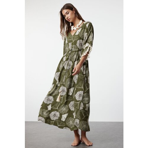 Trendyol Floral Maxi Woven Tassel Beach Dress Cene