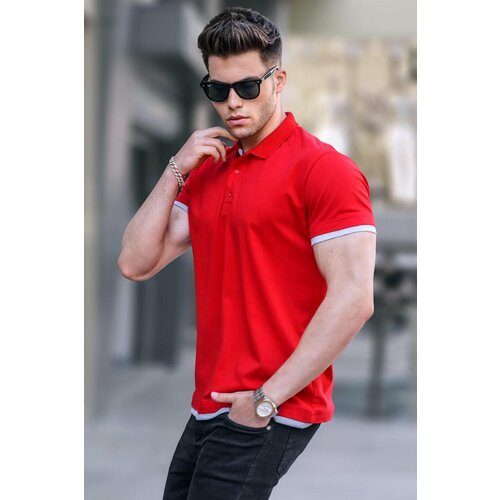 Madmext Basic Red Polo Neck T-Shirt 5885 Slike