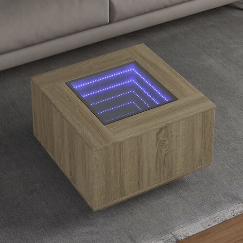 VidaXL Klubska mizica LED sonoma hrast 60x60x40 cm inženirski les Slike