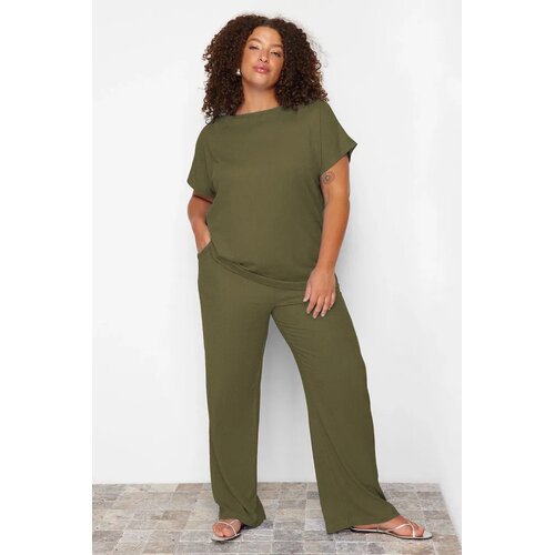 Trendyol Ženski komplet majica i pantalone Tbbss24Cp00003, Kaki Cene