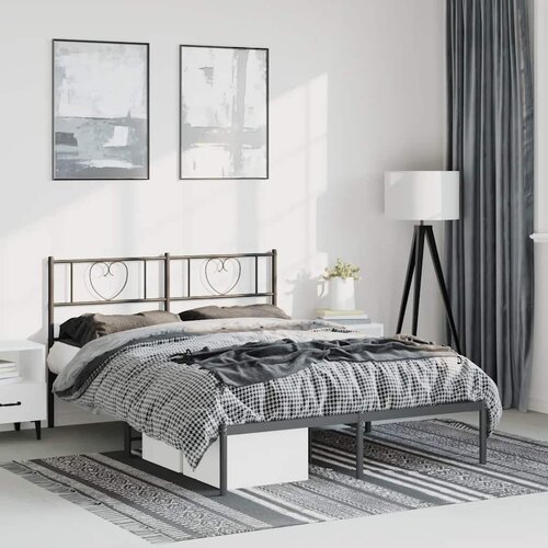  Metalni okvir za krevet s uzglavljem crni 150x200 cm Cene