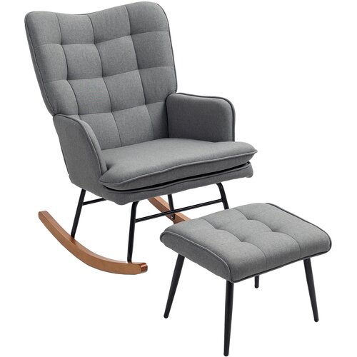 HOMCOM zibajoči stol s stolčkom poliester, pena 64D x 89&Scaron; x 90V cm Temno siva, (5000242855) Cene