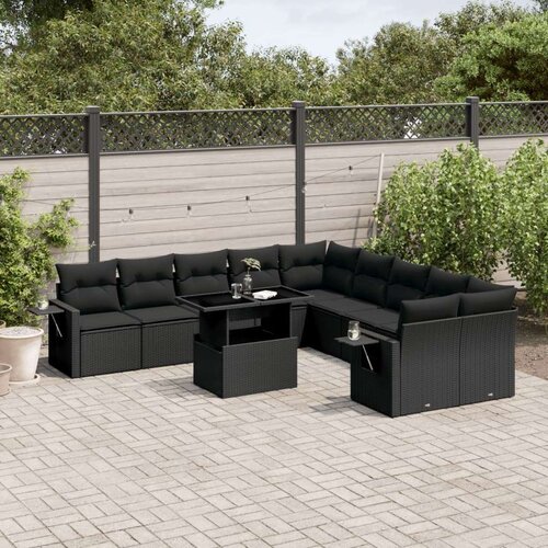  11-dijelni set vrtnih sofa od poliratana s jastucima crni Cijene