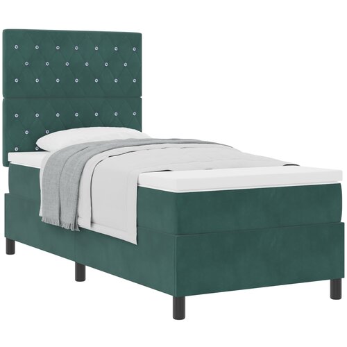 VidaXL Box Spring Krevet s Madracem Tamnozelena 100x200 cm Bar&amp;scaron;un Slike