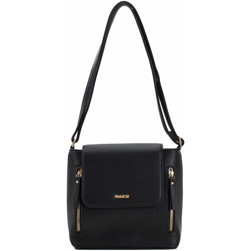 Fashion Hunters Black messenger bag with decorative zippers Slike
