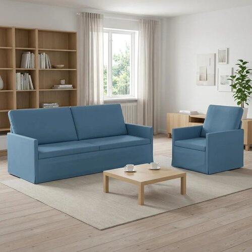 Set sofe 2 pcs Plava Kordura tekstil - Plava 1-sjedalni + 3-sjedalni (180 cm) Cene