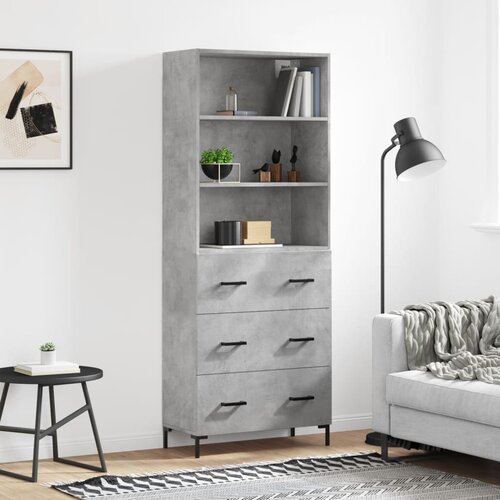 vidaXL Visoka komoda betonsko siva 69,5x34x180 cm inženirski les Cene