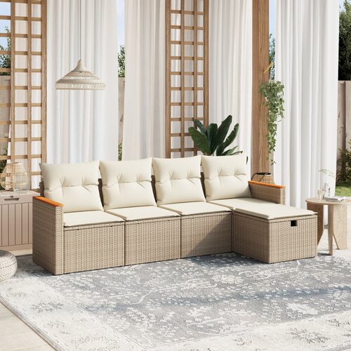  5-dijelni vrtni set sofa s jastucima bež od poliratana Cijene