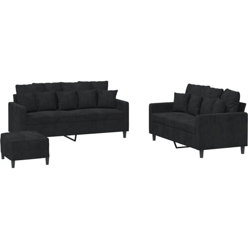 vidaXL 3-dijelni set sofa s jastucima crni baršunasti Cijene