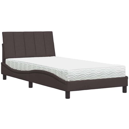  Krevet s madracem tamnosmeđi 100 x 200 cm od tkanine Slike