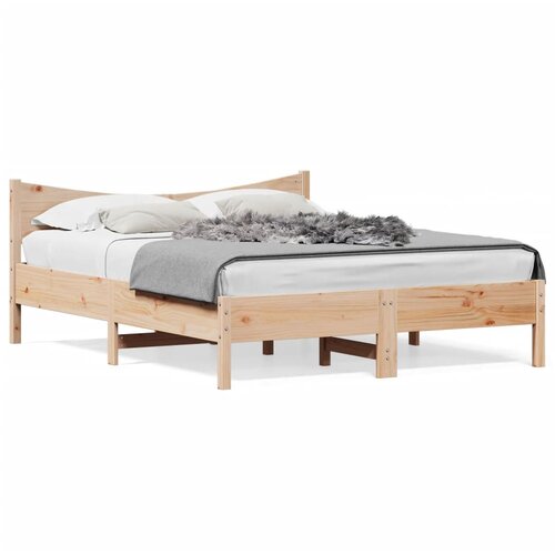 VidaXL Okvir za krevet s uzglavljem 160 x 200 cm od masivne borovine Slike