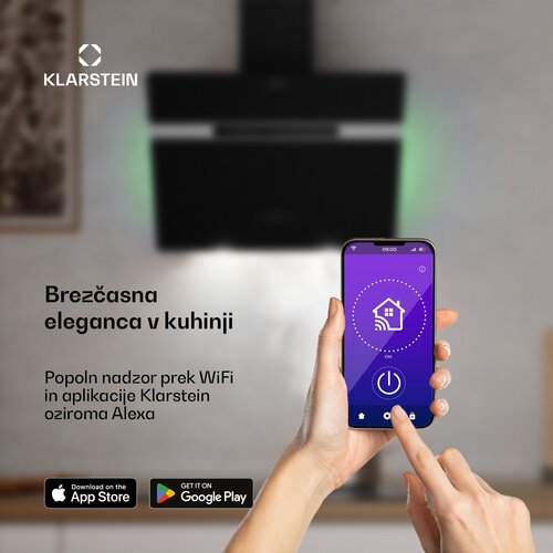 Klarstein Alina napa za odvod dima, 60 cm, Pametna, 600 m&amp;sup3;/h, Tiha, EEK A Slike