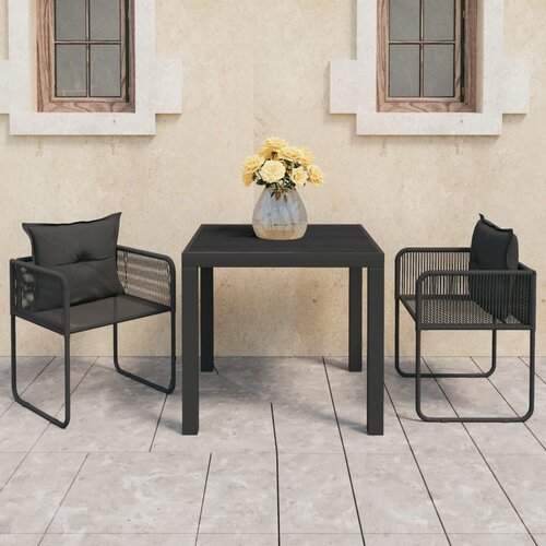  3-dijelni vrtni blagovaonski set od PVC ratana crni Crna Dužina stola 79 cm Cene