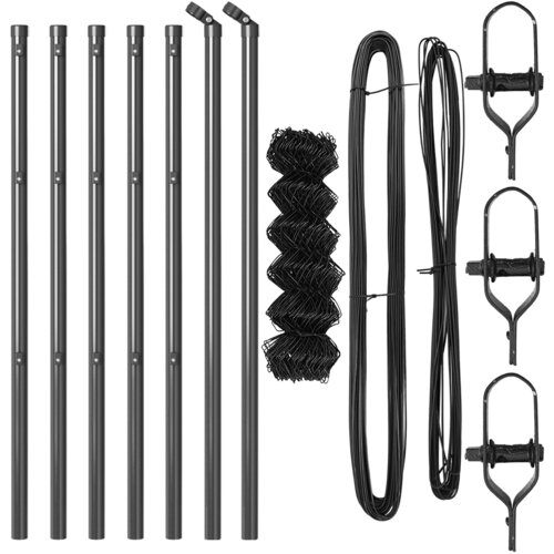 VidaXL Ograda od lanca s 7 stupova 0.6x10 m Galvanizirani čelik Siva Slike