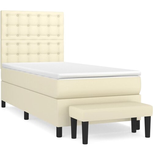 VidaXL Box spring postelja z vzmetnico krem 100x200 cm umetno usnje, (20900201) Slike