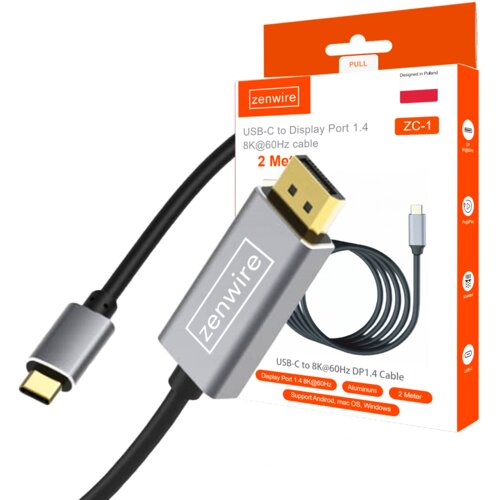 Zenwire USB‑C/Thunderbolt 3/4 na DisplayPort 1.4 kabel 2 m, 8K 60Hz, 4K 120Hz, 240Hz FHD, za MacBook in PC, (5000193584) Cene