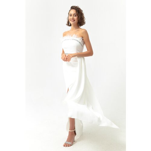 Lafaba Women's White Evening Dress with Gemstone Print Slike