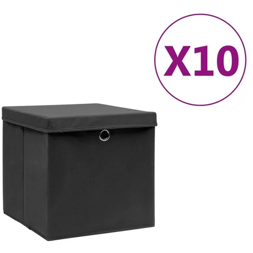  Škatle s pokrovi 10 kosov 28x28x28 cm črne