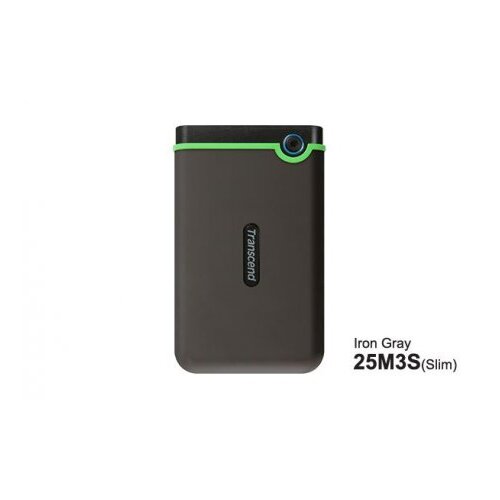 Transcend 2.5&amp;#039;&amp;#039; 1TB StoreJet 25M3, External HDD, Anti-shock, USB 3.1/3.0 (TS1TSJ25M3S) eksterni hard disk Slike