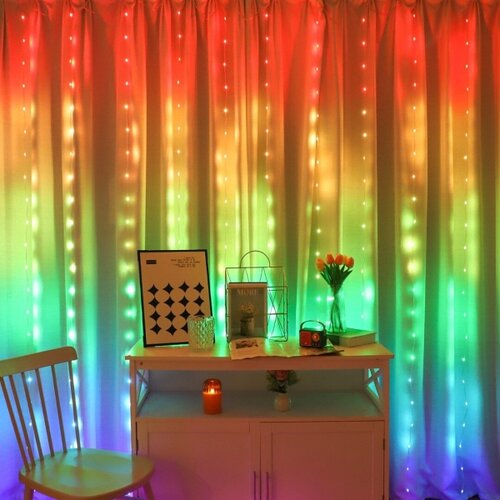  LED RGB prigu&amp;scaron;iva božićna zavesa WIZARD 300xLED/USB 3x3m + daljinski upravljač Slike