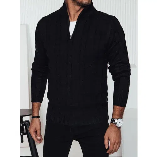 DStreet Sweter męski z rozpinanym kołnierzem czarny DStreet Sweter męski z rozpinanym kołnierzem czarny
