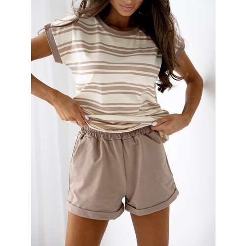 Resti Cotton women's set with short sleeves and striped shorts Cijene