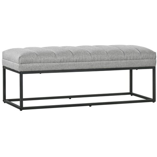Nesta Oblazinjena klop, svetlo siva, lanen videz, jeklen okvir, nosilnost do 200 kg, 120&times;44&times;45,5 cm, za spalnico, posteljna in toaletna klop, (5000493395) Cene